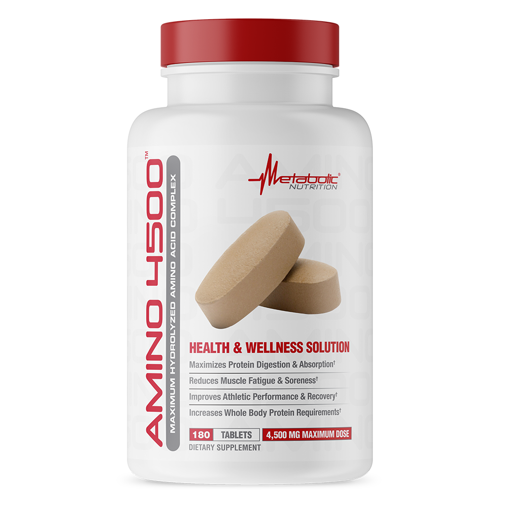 Amino 4500, 180 tablets. Maximum Hydrolyzed Amino Acid Complex. Health and Wellness Solution.